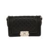 Chanel  Mini Boy shoulder bag  in black quilted leather  and white shagreen - 360 thumbnail