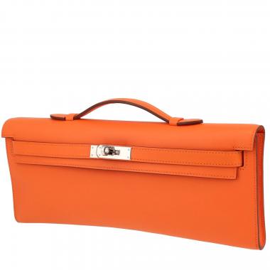 Pochette Hermès  Kelly Cut in pelle Swift arancione