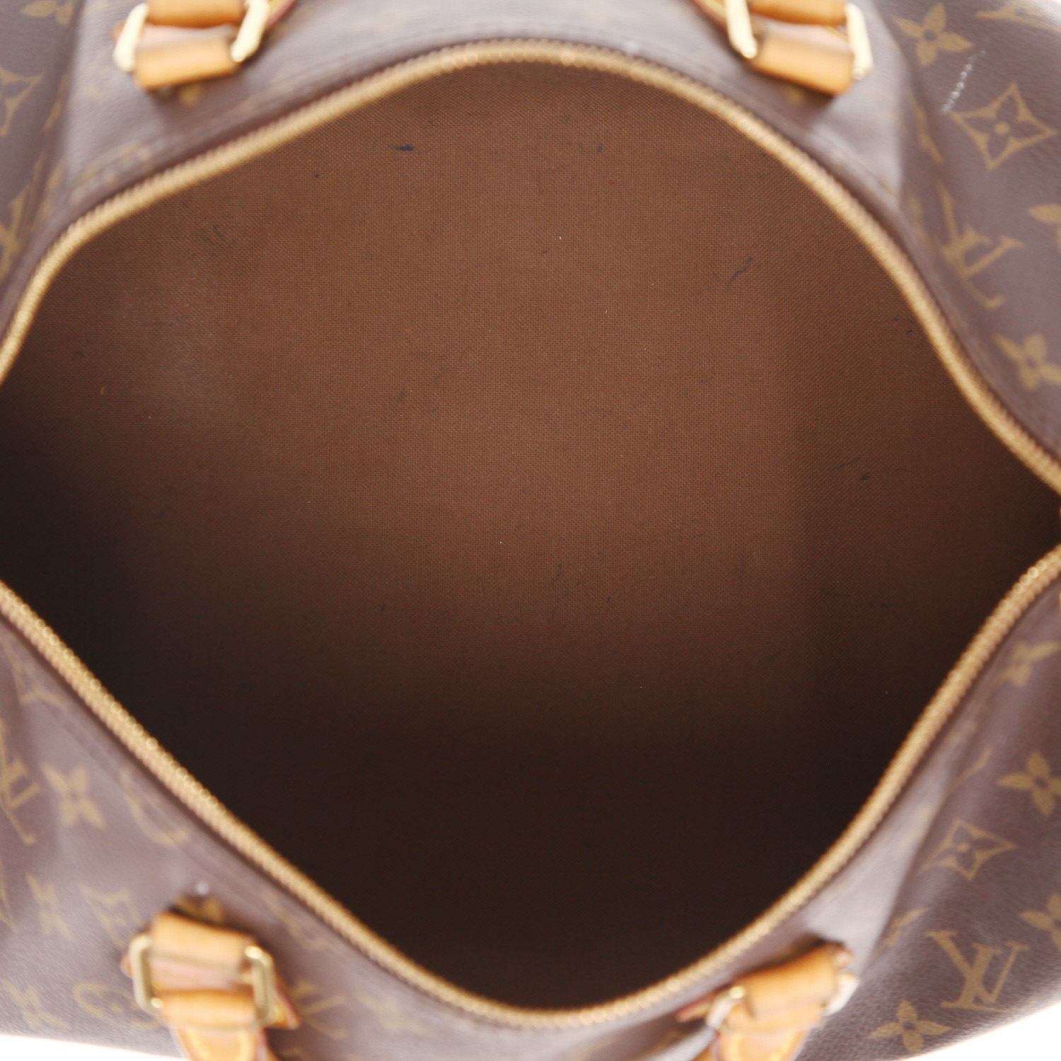 Bolso bandolera Louis Vuitton  Speedy 35 en lona Monogram marrón y cuero natural - Detail D3