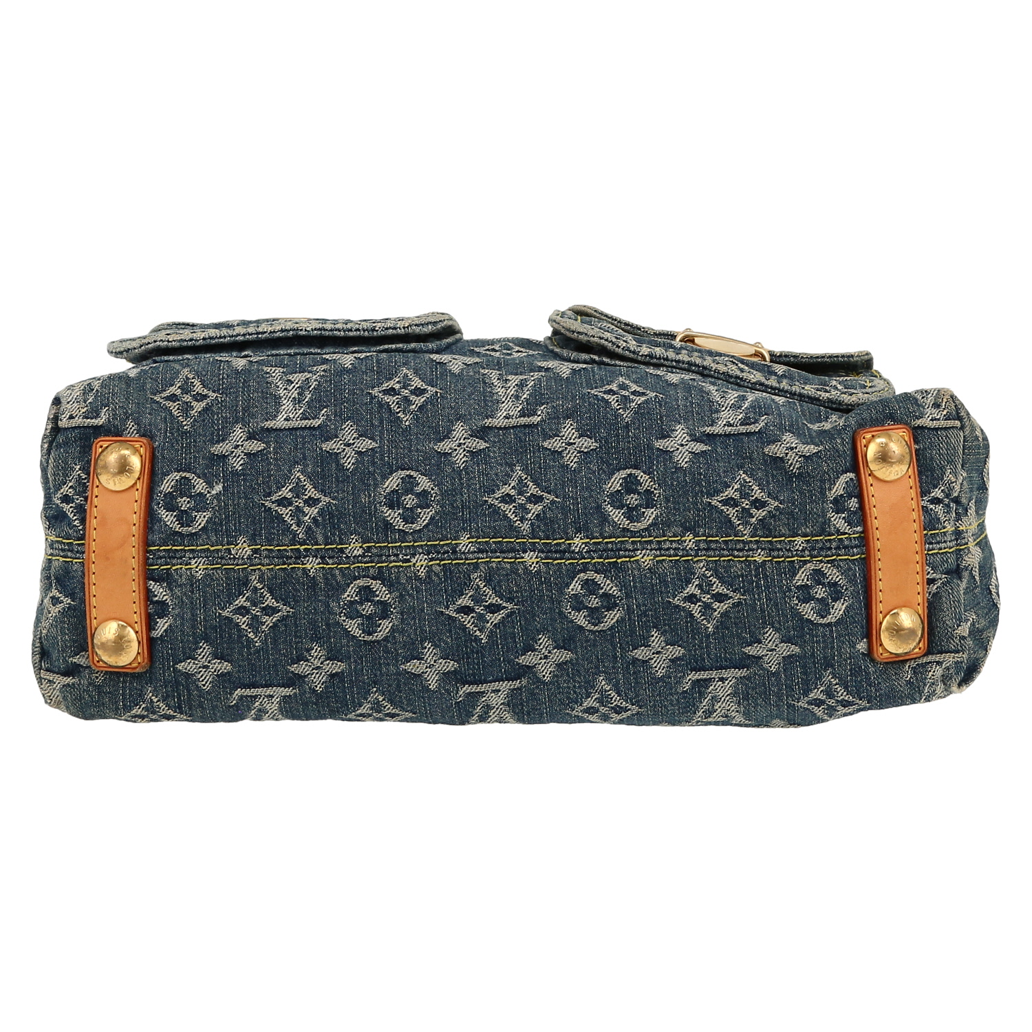 Louis Vuitton  Baggy handbag  in blue monogram denim canvas  and natural leather - Detail D1