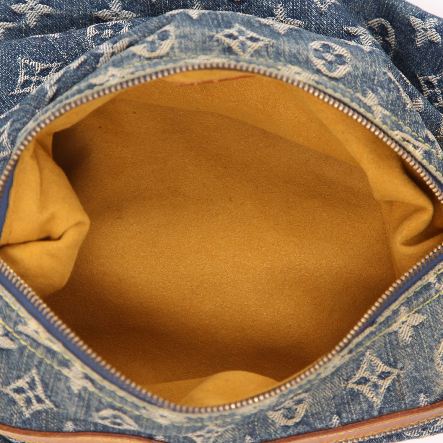 Borsa Louis Vuitton  Baggy in tela denim monogram blu e pelle naturale - Detail D3