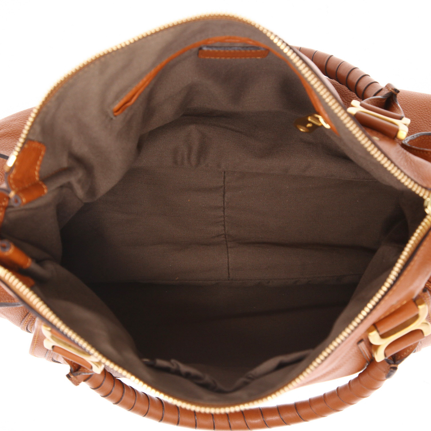 Chloé  Marcie handbag  in brown grained leather - Detail D3