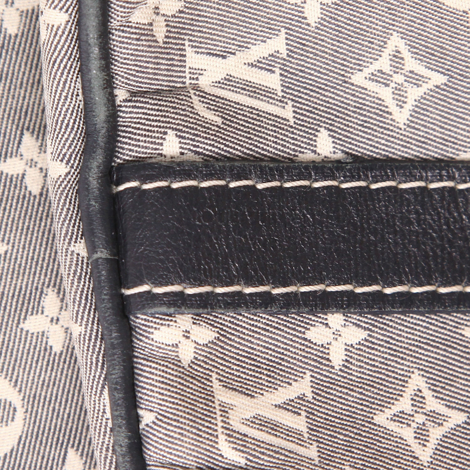 Sac à main Louis Vuitton  Speedy 30 en toile monogram Idylle grise et cuir bleu-marine - Detail D2