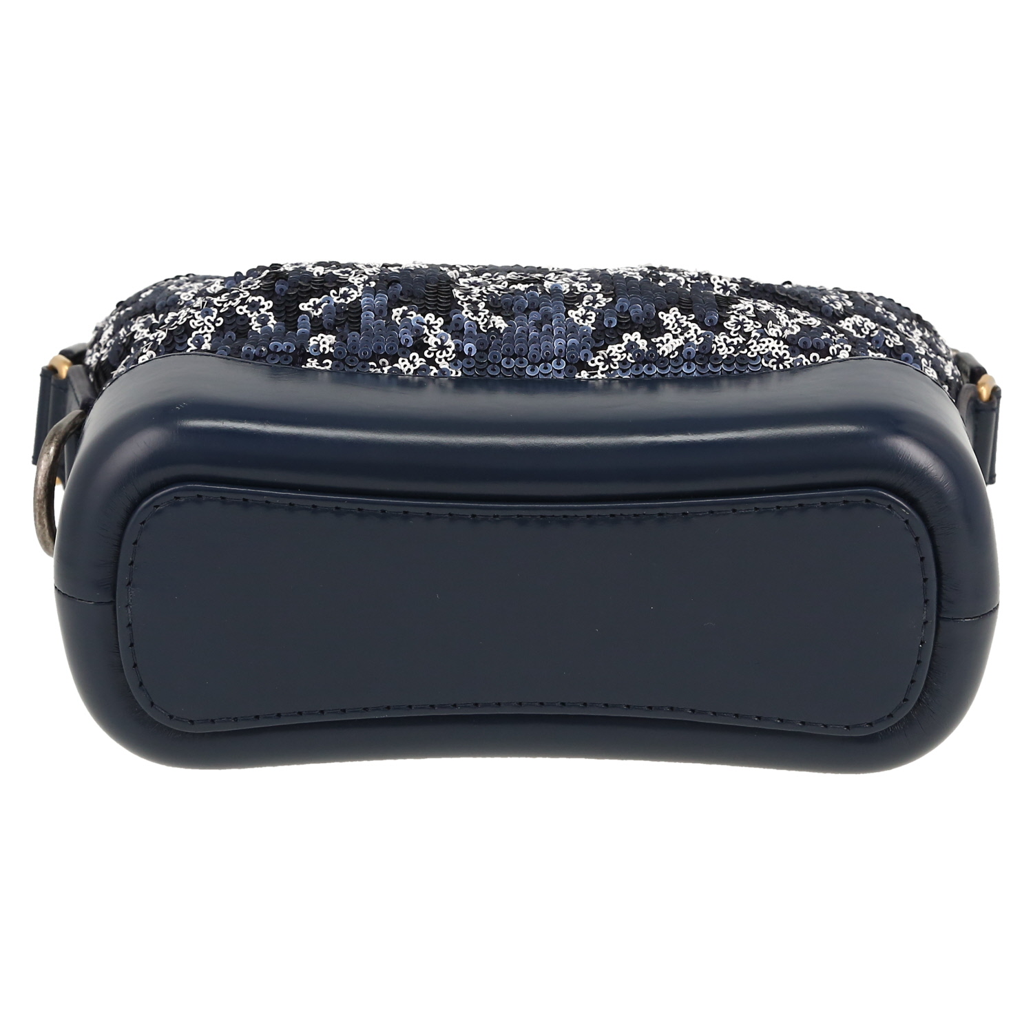 Bolso bandolera Chanel  Gabrielle  modelo pequeño  en cuero acolchado azul marino y lentejuelas - Detail D1