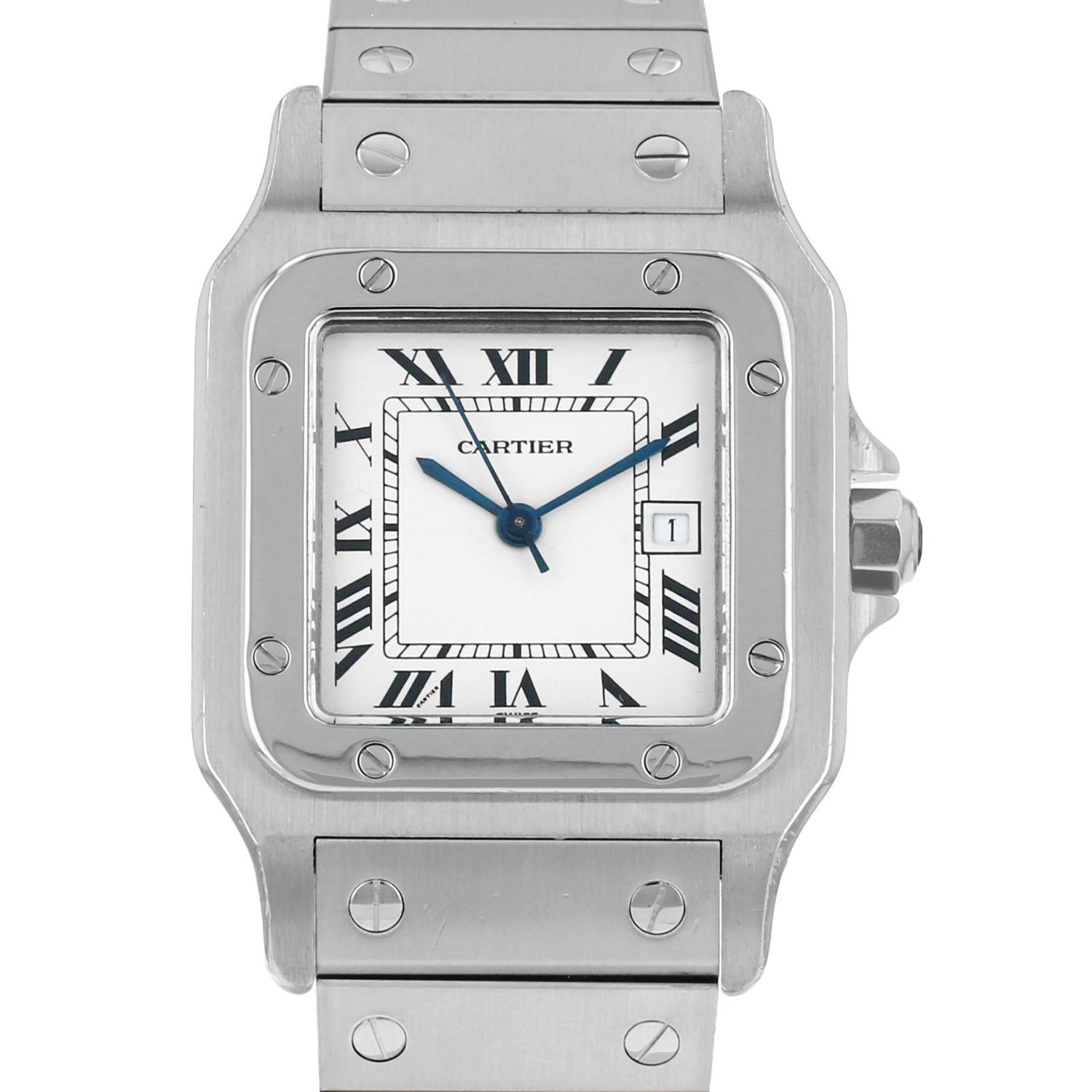 Montre Cartier Santos en acier Ref: Cartier - 2960  Vers 1990