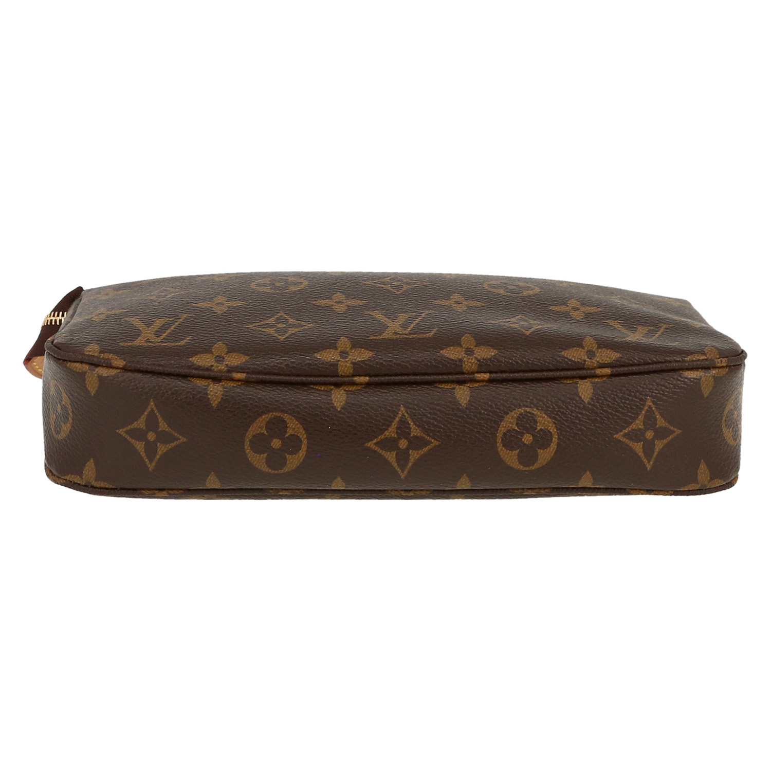 Bolsito de mano Louis Vuitton  Pochette accessoires en lona Monogram marrón y cuero natural - Detail D1