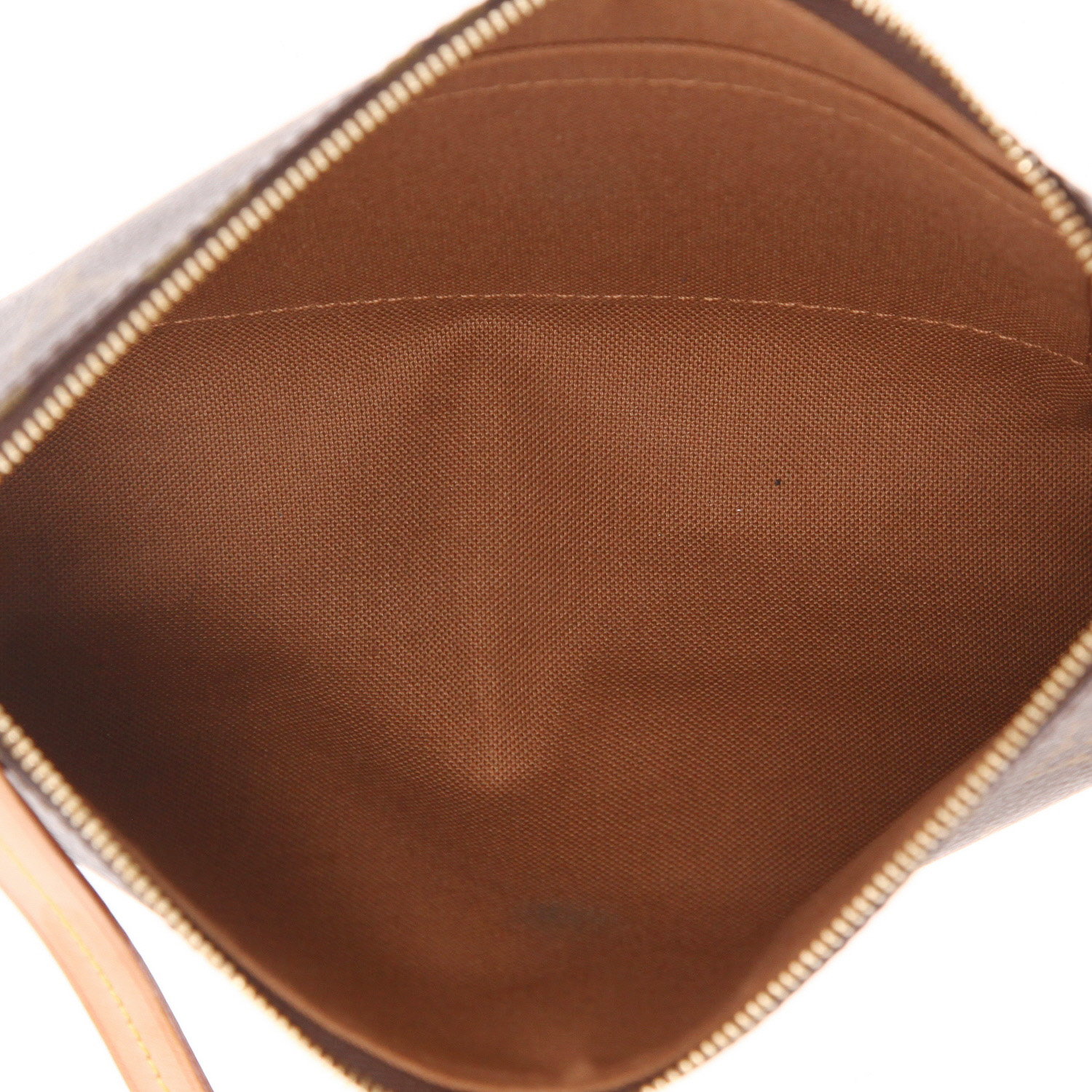 Pochette Louis Vuitton  Pochette accessoires en toile monogram marron et cuir naturel - Detail D3