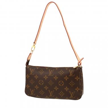Pochette Louis Vuitton  Pochette accessoires in tela monogram marrone e pelle naturale
