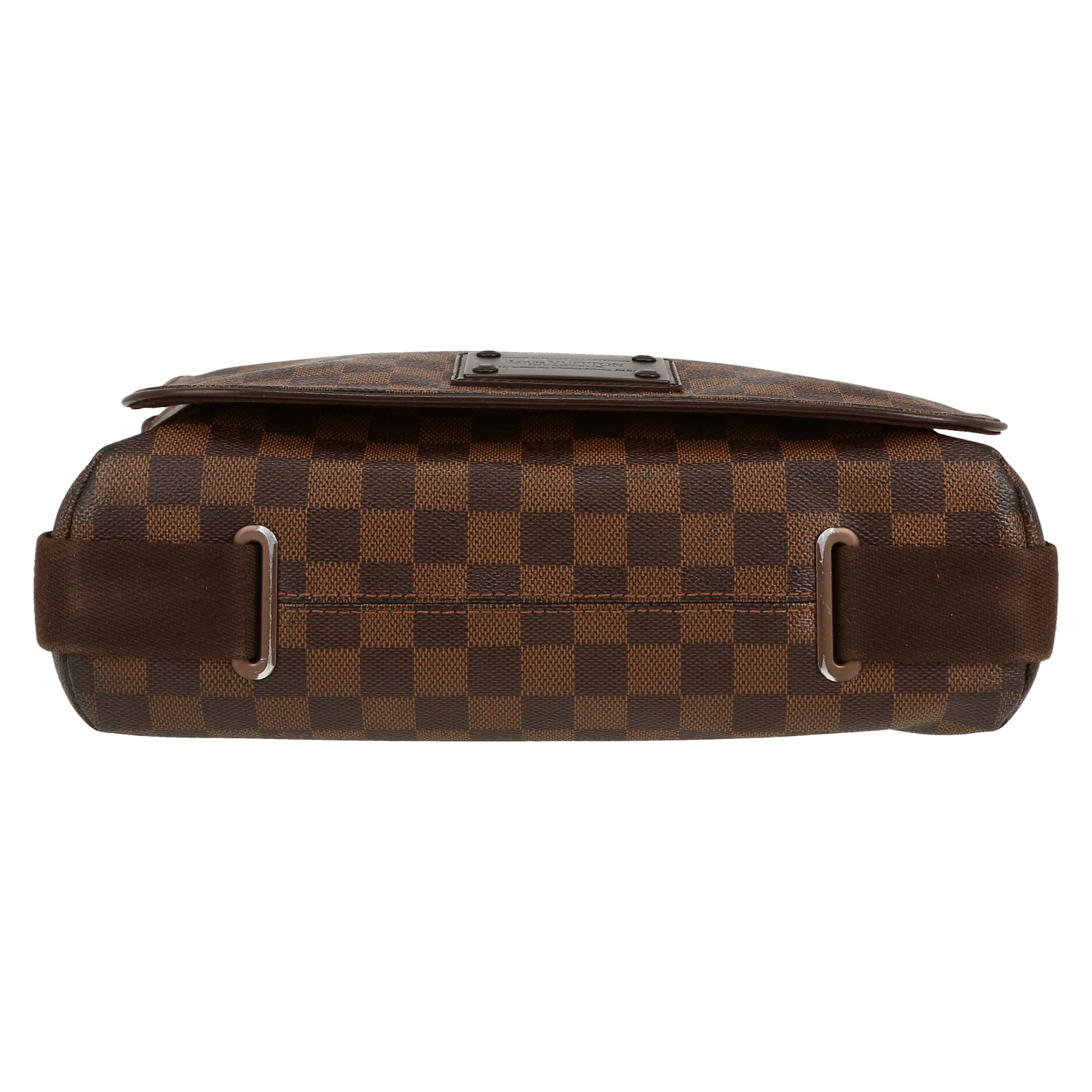Louis Vuitton  Brooklyn shoulder bag  in ebene damier canvas  and brown leather - Detail D1