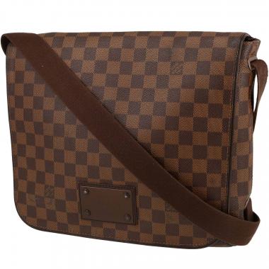 Bolso bandolera Louis Vuitton  Brooklyn en lona a cuadros ébano y cuero marrón