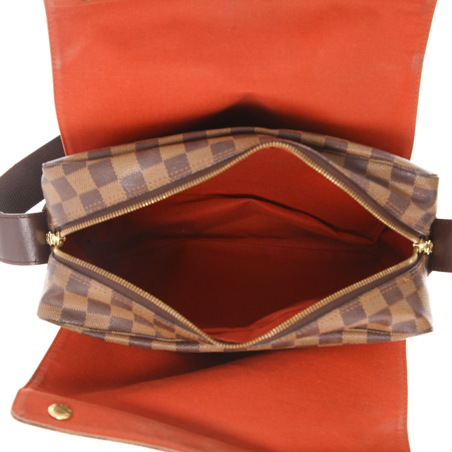 Borsa a tracolla Louis Vuitton  Naviglio in tela a scacchi ebana e pelle marrone - Detail D3