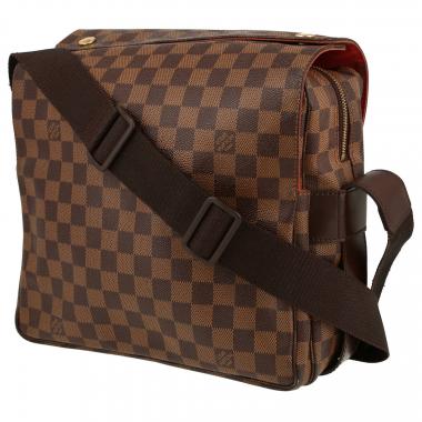 Louis Vuitton  Naviglio shoulder bag  in ebene damier canvas  and brown leather