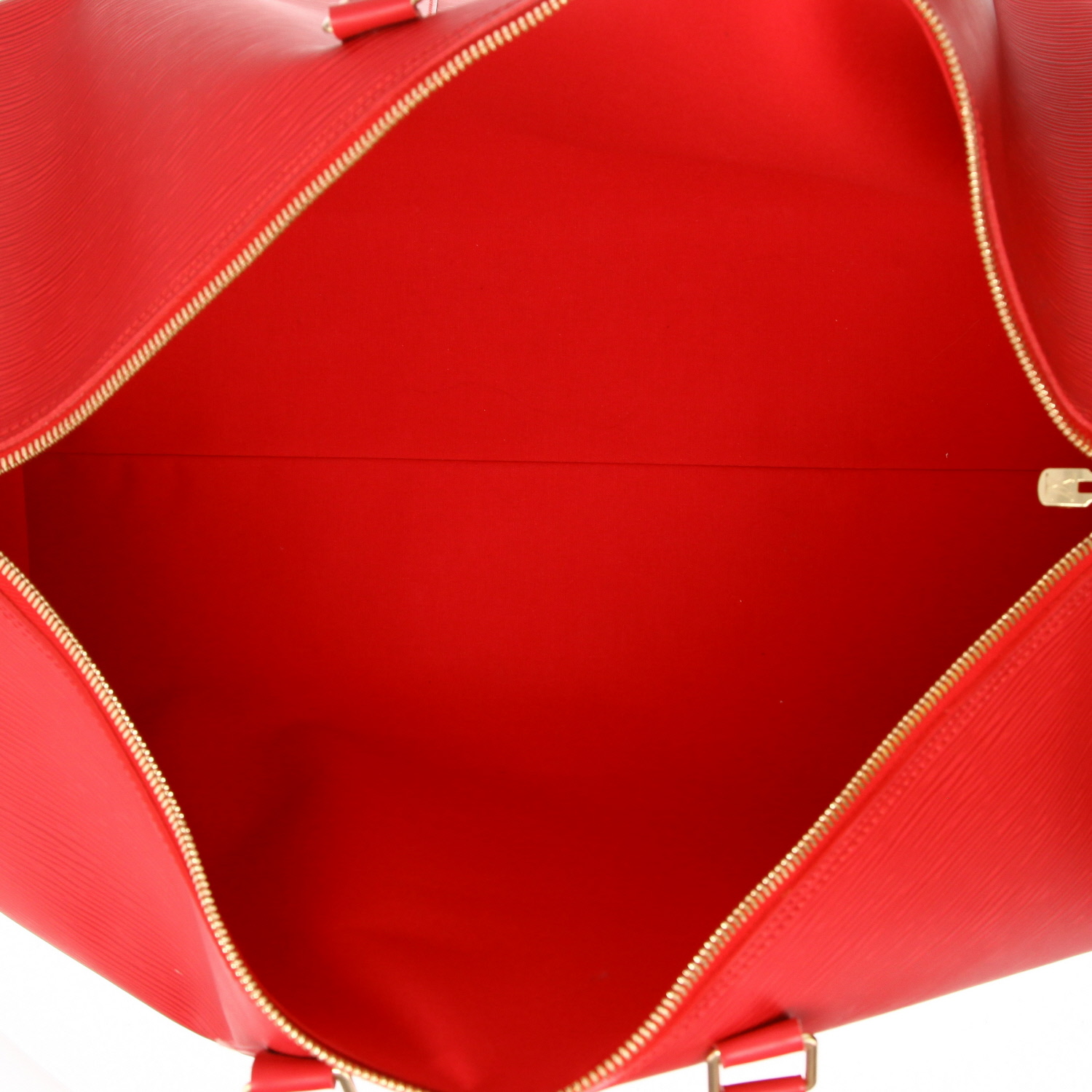 Sac de voyage Louis Vuitton Keepall 55 en cuir épi rouge - Detail D7