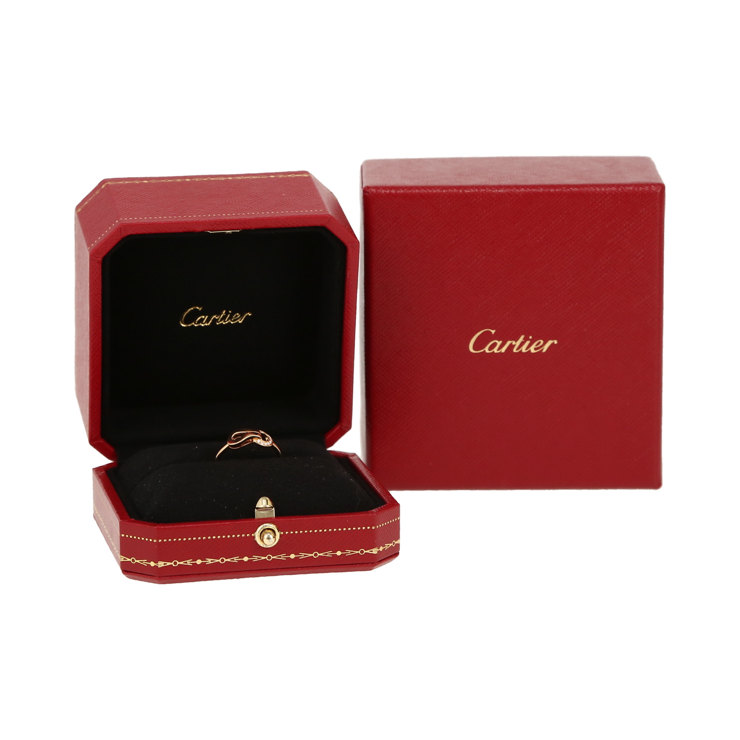 Bague Cartier Agrafe en or rose et diamants - Detail D2