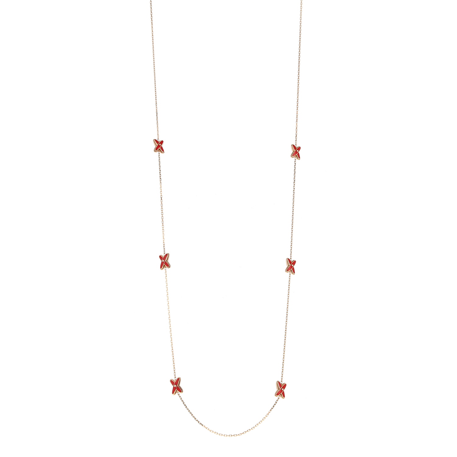 Collana lunga Chaumet Jeux de Liens in oro rosa, lacca e diamante - Detail D3