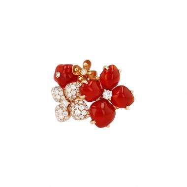 Sortija Chaumet Hortensia de oro rosa, cornalina y diamantes