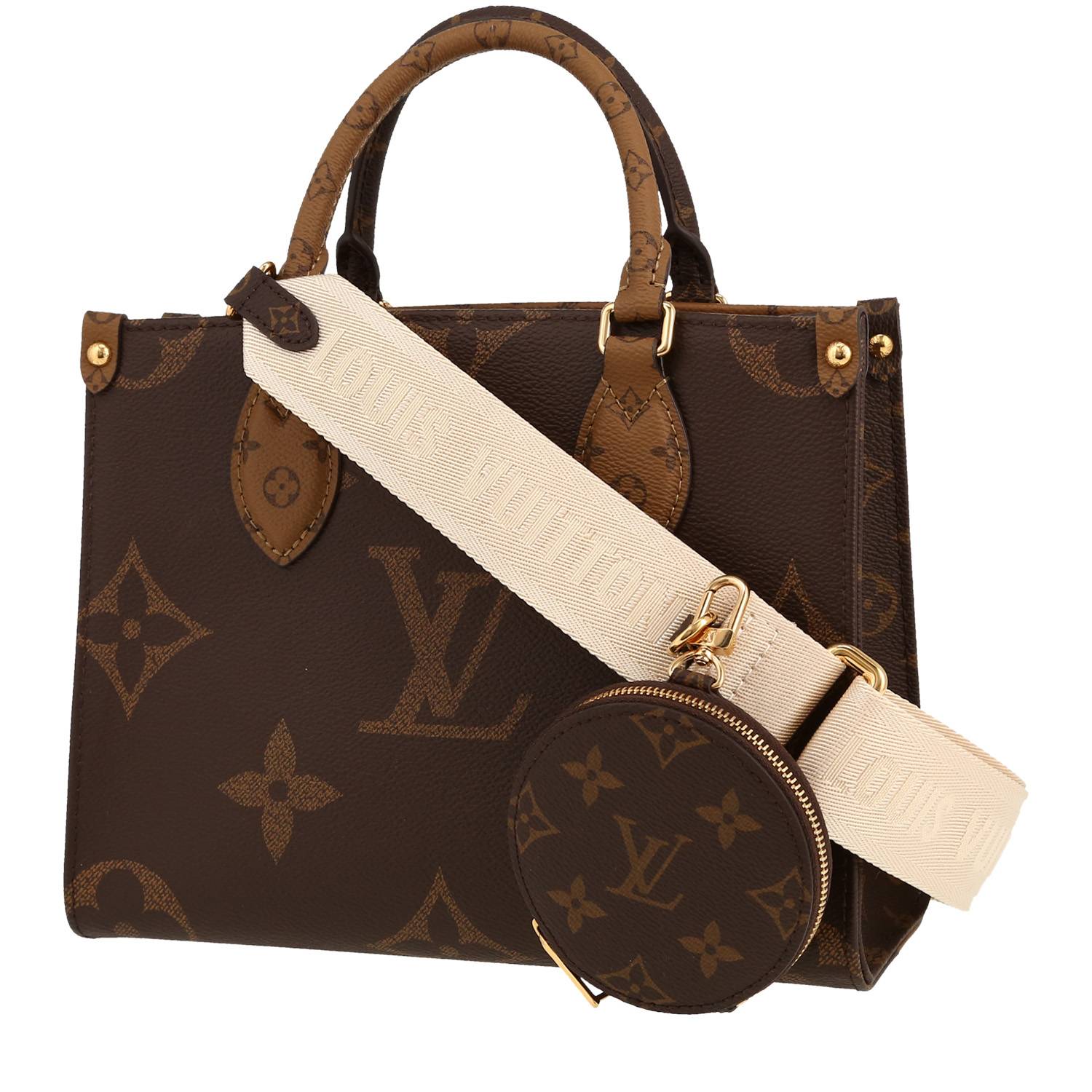 Shopping bag Louis Vuitton  Onthego in tela monogram bicolore marrone - 00pp