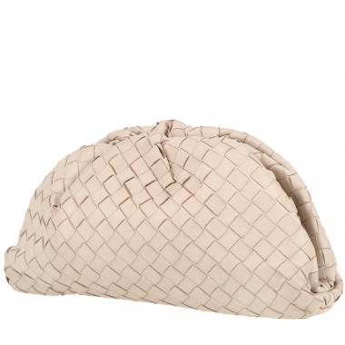 Bottega Veneta  Pouch mini  handbag/clutch  in beige intrecciato leather