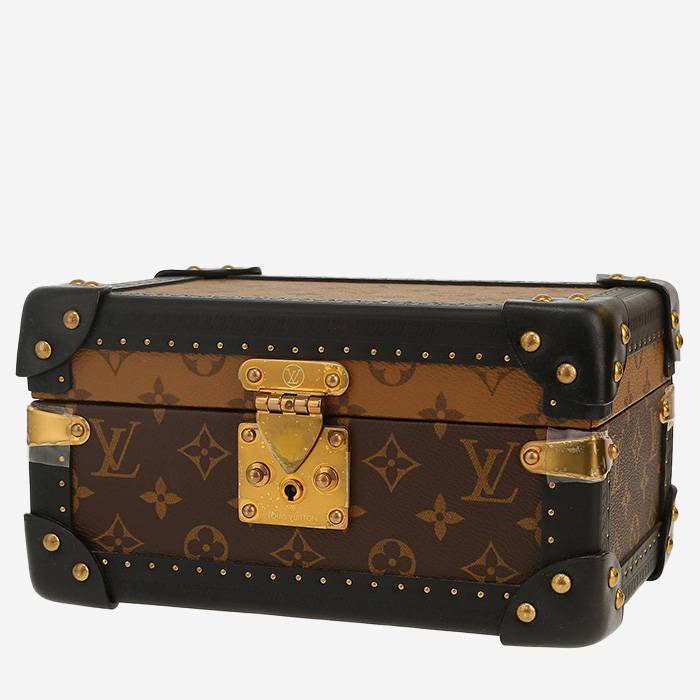 Louis Vuitton  Coffret Trésor 24 en toile monogram Reverso bicolore marron et cuir noir