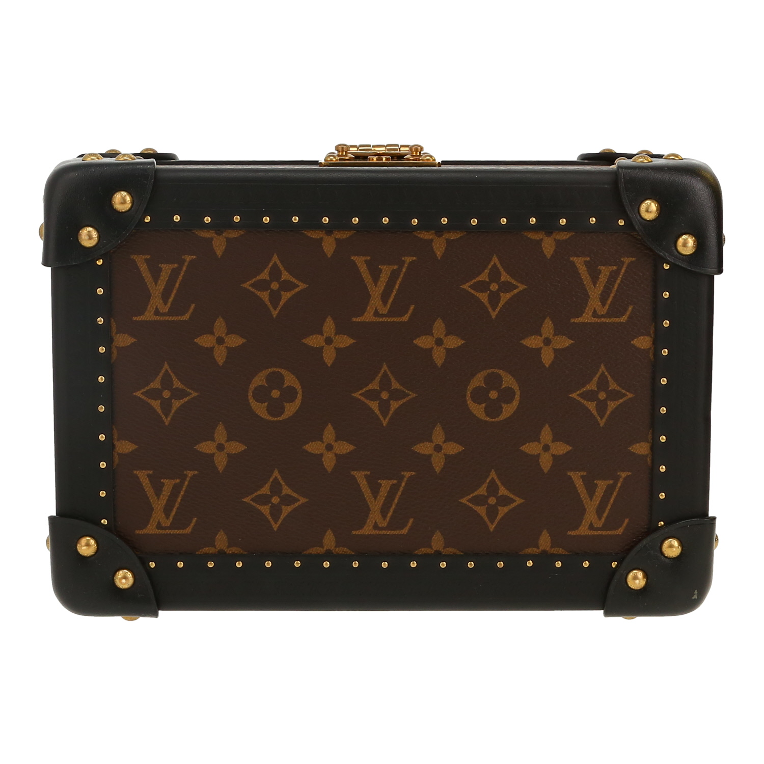 Louis Vuitton  Estuche Trésor 24 en lona Monogram Reverso bicolor marrón y cuero Noir - Detail D1