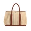 Shopping bag Hermès  Garden in tela beige e pelle marrone - 360 thumbnail