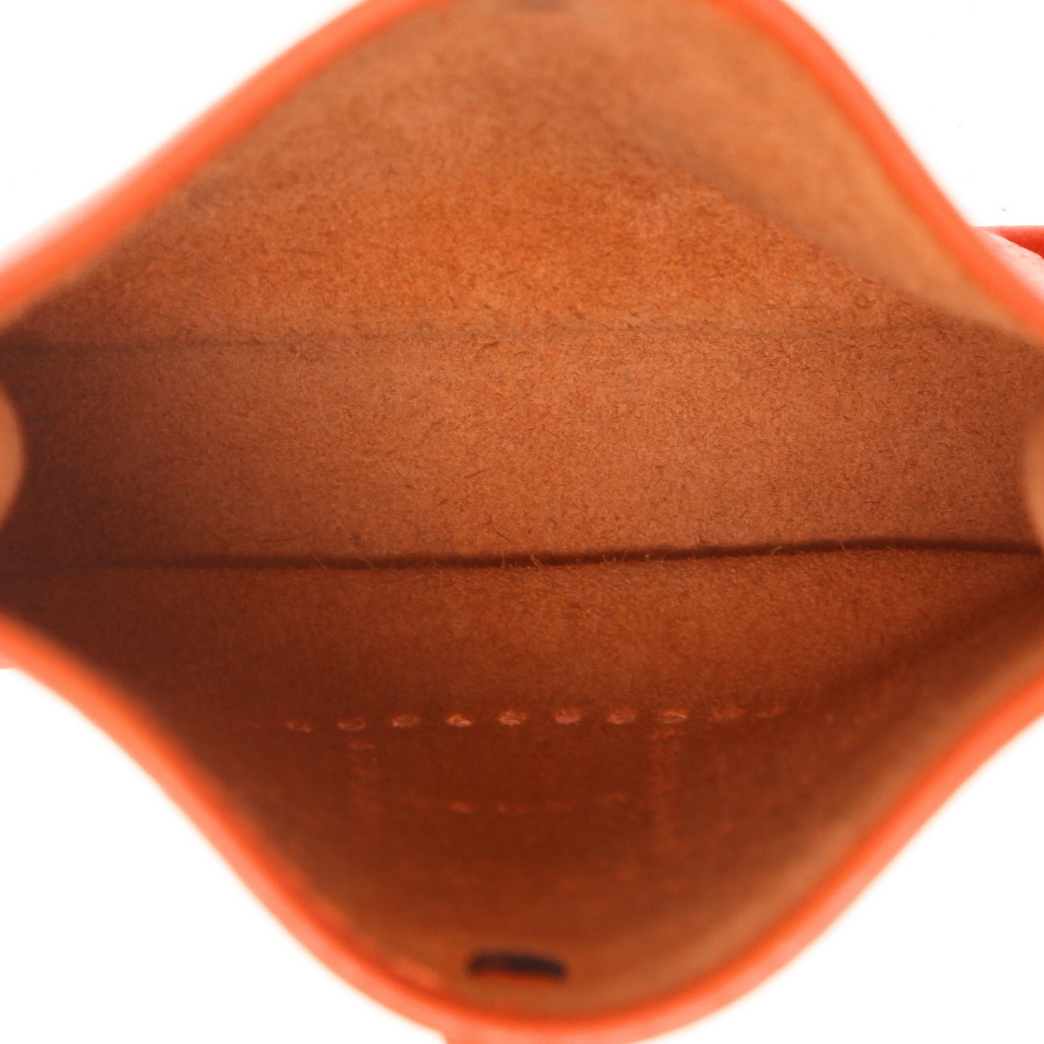 Hermès  Mini Evelyne shoulder bag  in orange Feu leather taurillon clémence - Detail D3