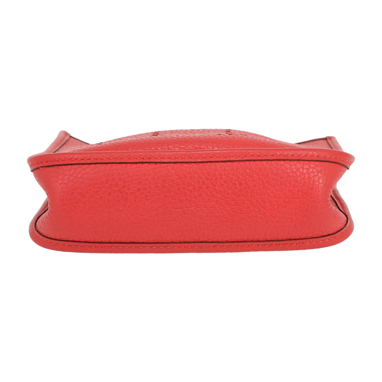Sac bandoulière Hermès  Mini Evelyne en cuir taurillon clémence Rouge Bougainvillier - Detail D1