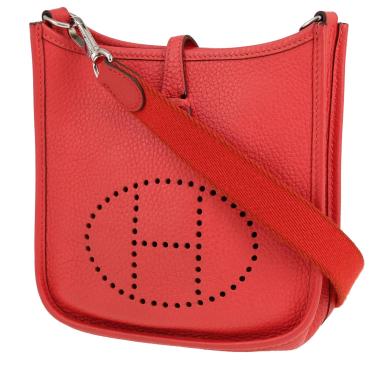 Bolso bandolera Hermès  Mini Evelyne en cuero taurillon clémence Rouge Bougainvillier
