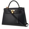 Hermès  Kelly 32 cm handbag  in navy blue box leather - 00pp thumbnail