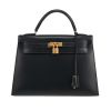 Hermès  Kelly 32 cm handbag  in navy blue box leather - 360 thumbnail