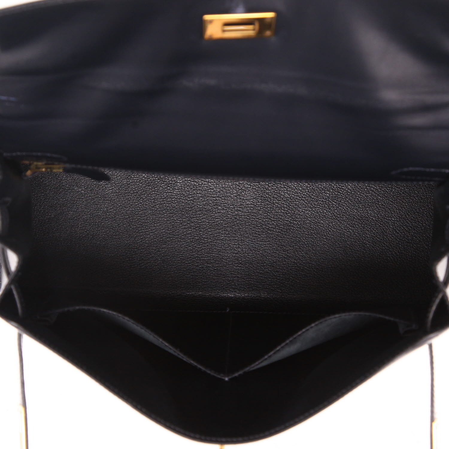 Hermès  Kelly 32 cm handbag  in navy blue box leather - Detail D3