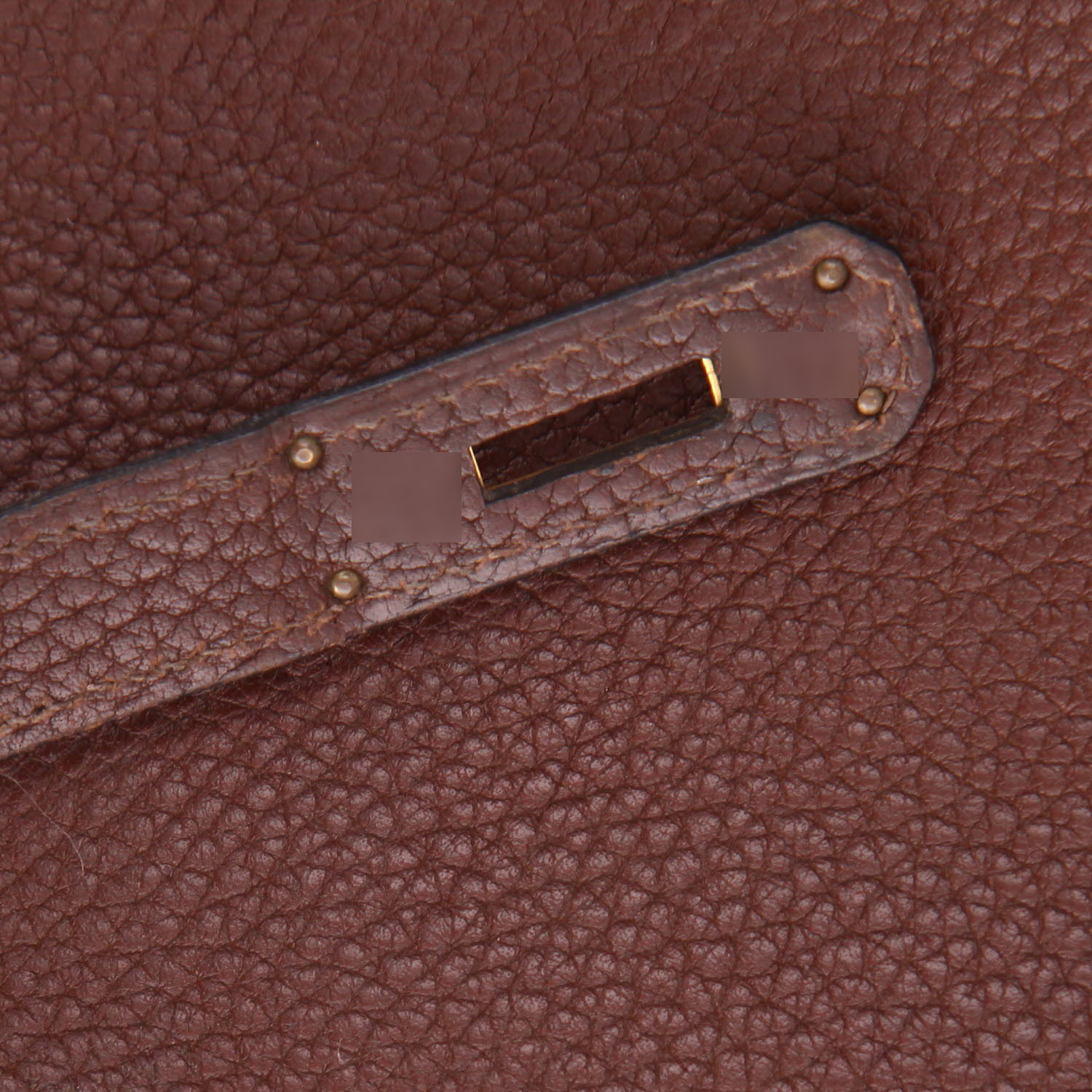 Bolso de mano Hermès  Haut à Courroies en cuero Ardenne marrón - Detail D4