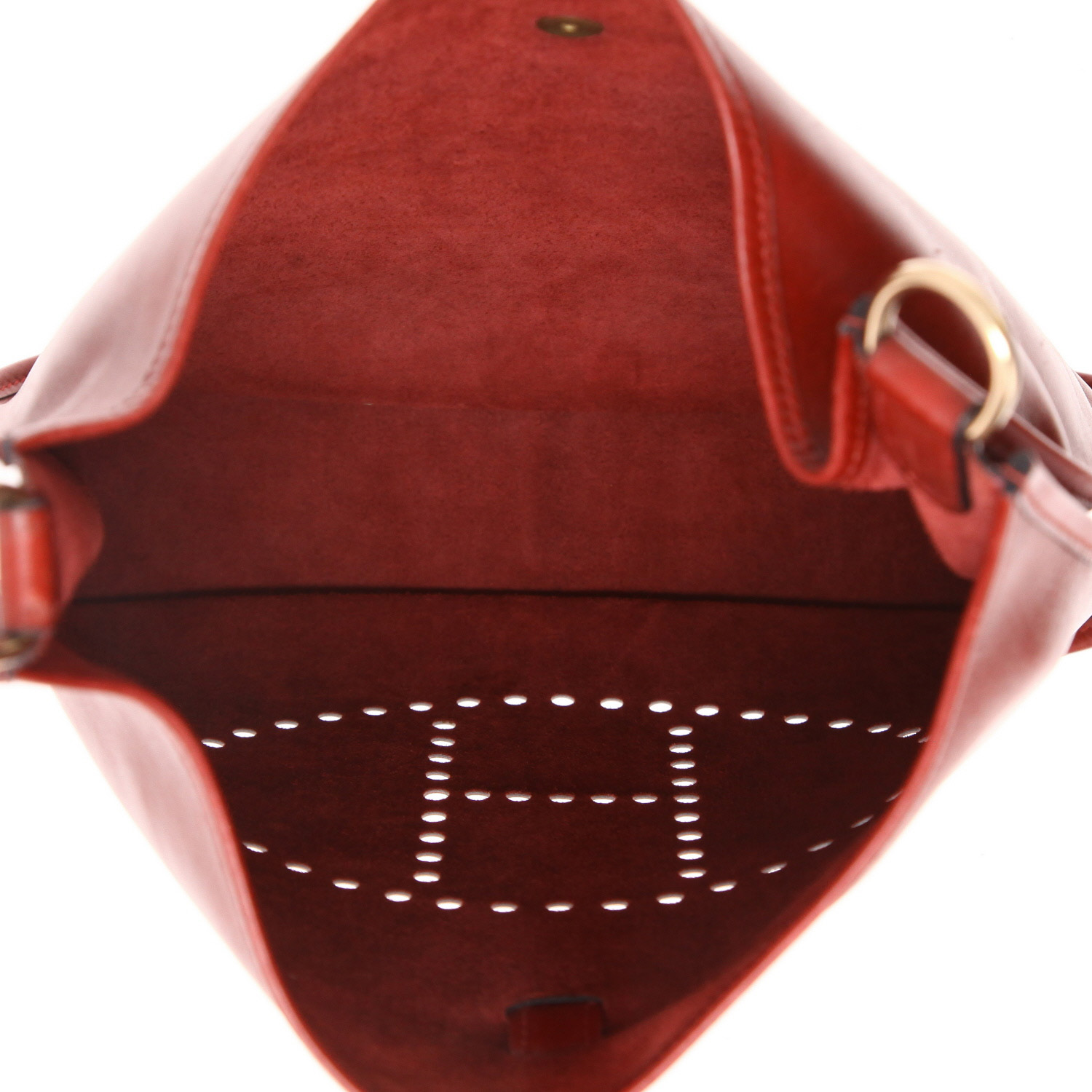 Hermès  Evelyne shoulder bag  in red box leather - Detail D3