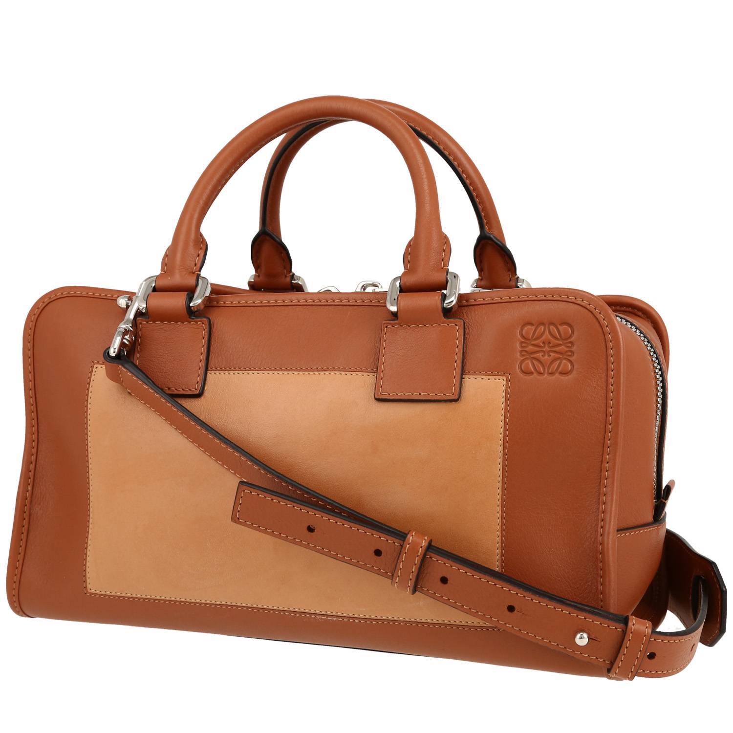 Amazona Handbag In Leather And Brown Suede