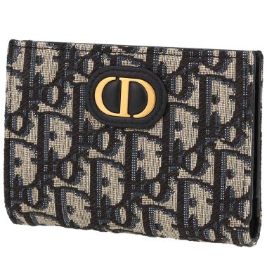 Christian Dior   wallet  in navy blue monogram canvas Oblique  and navy blue leather