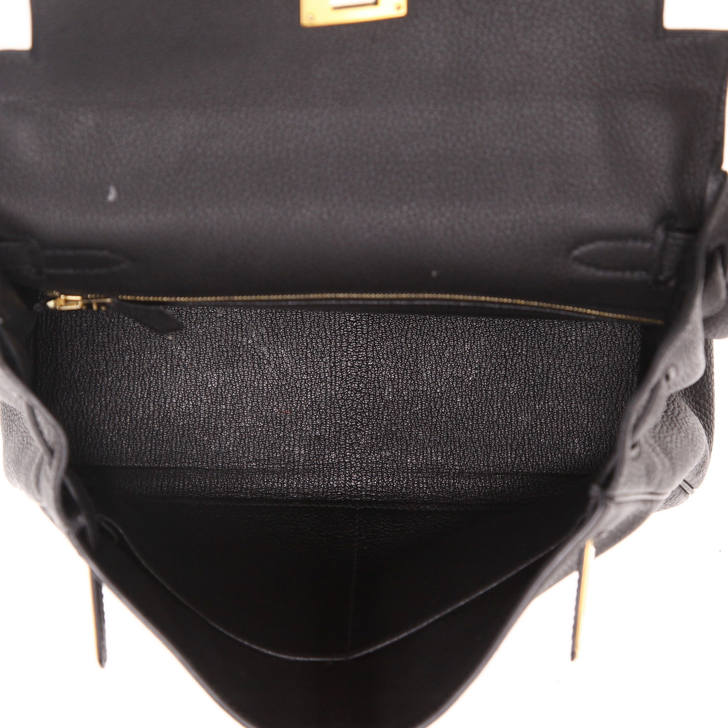 Bolso de mano Hermès  Kelly 28 cm en cuero togo negro - Detail D3