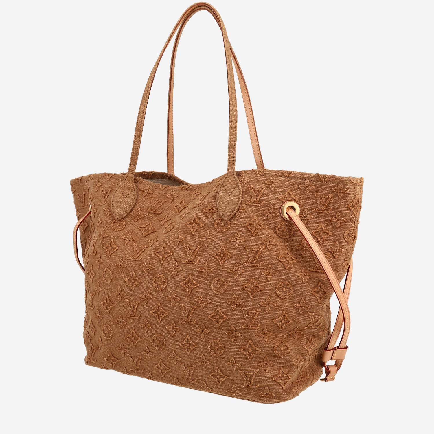 Shopping bag Louis Vuitton  Neverfull in tela monogram beige e pelle naturale
