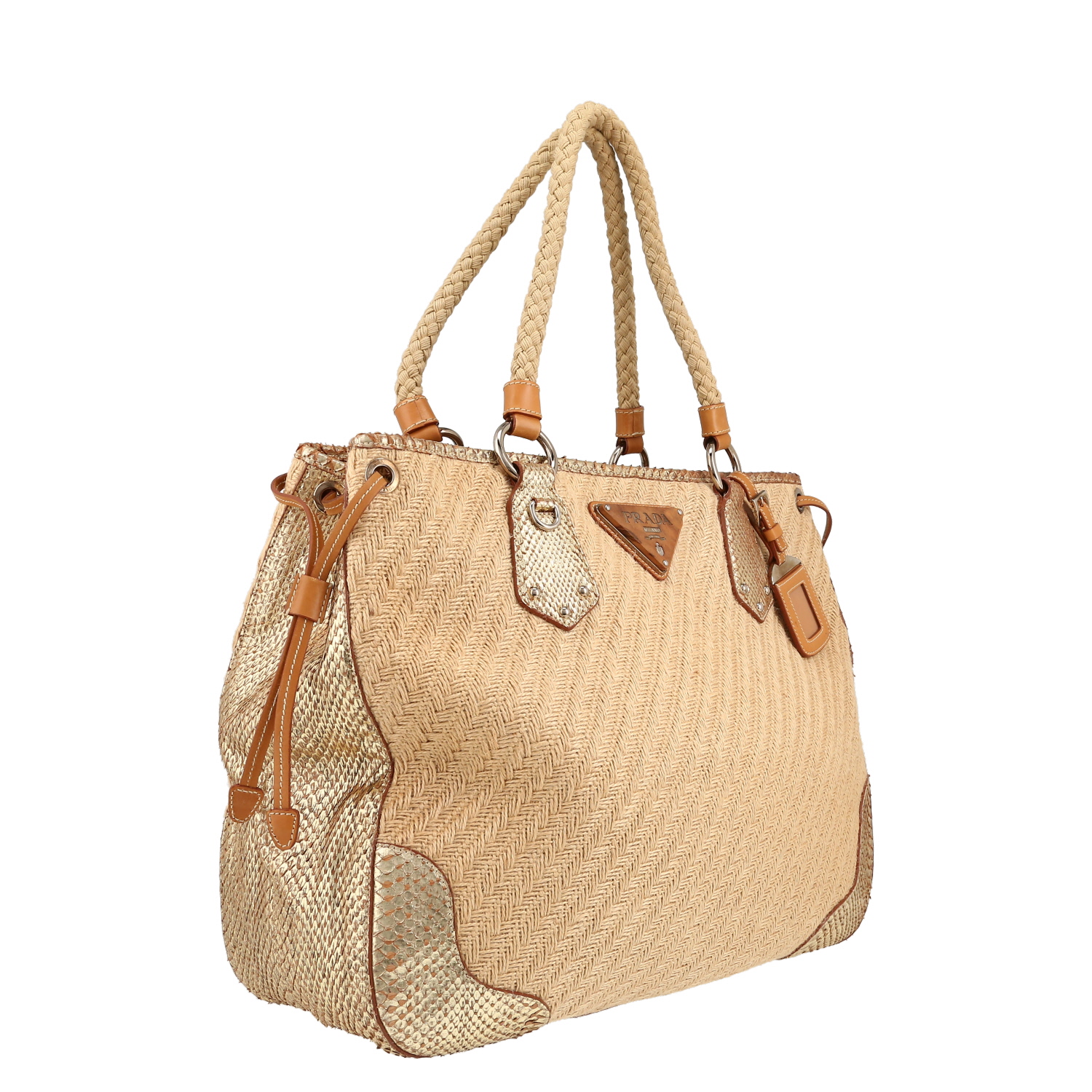 Prada   handbag  raphia  and gold lizzard - Detail D3