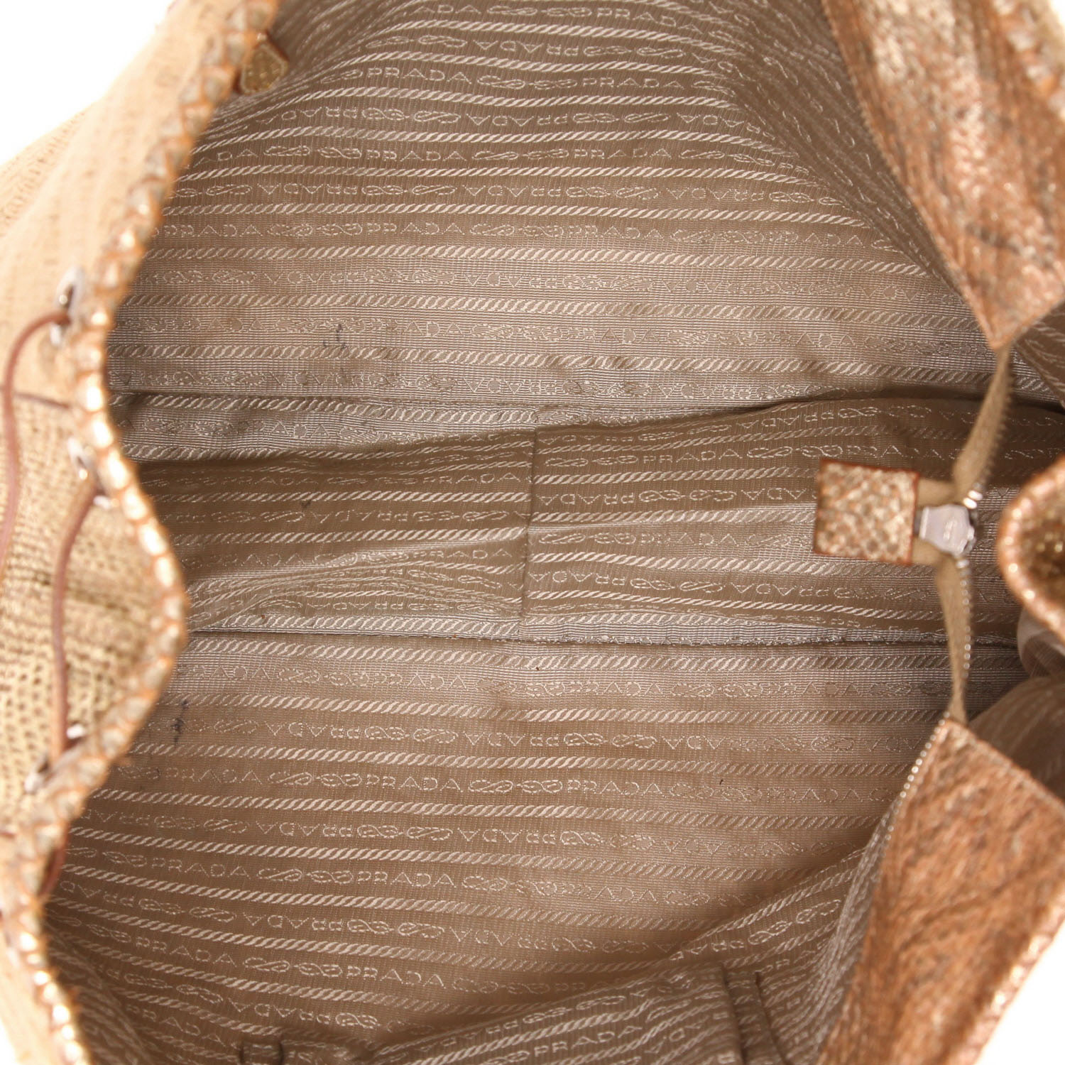 Prada   handbag  raphia  and gold lizzard - Detail D7