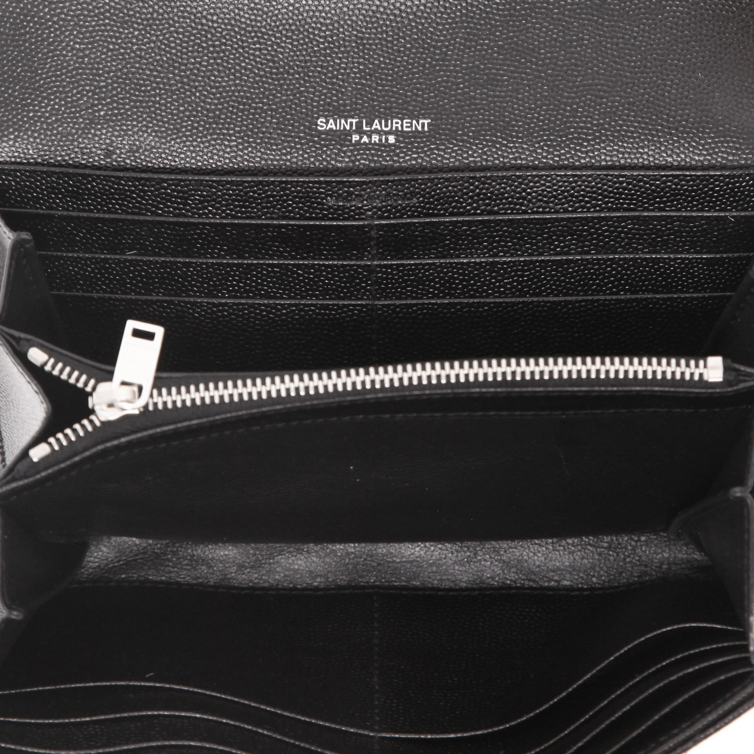 Portefeuille Saint Laurent   en cuir grainé noir - Detail D3