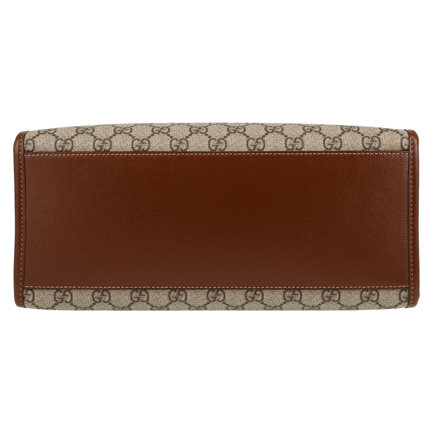 Gucci  Suprême GG small model  shopping bag  in beige "sûpreme GG" canvas  and brown leather - Detail D1