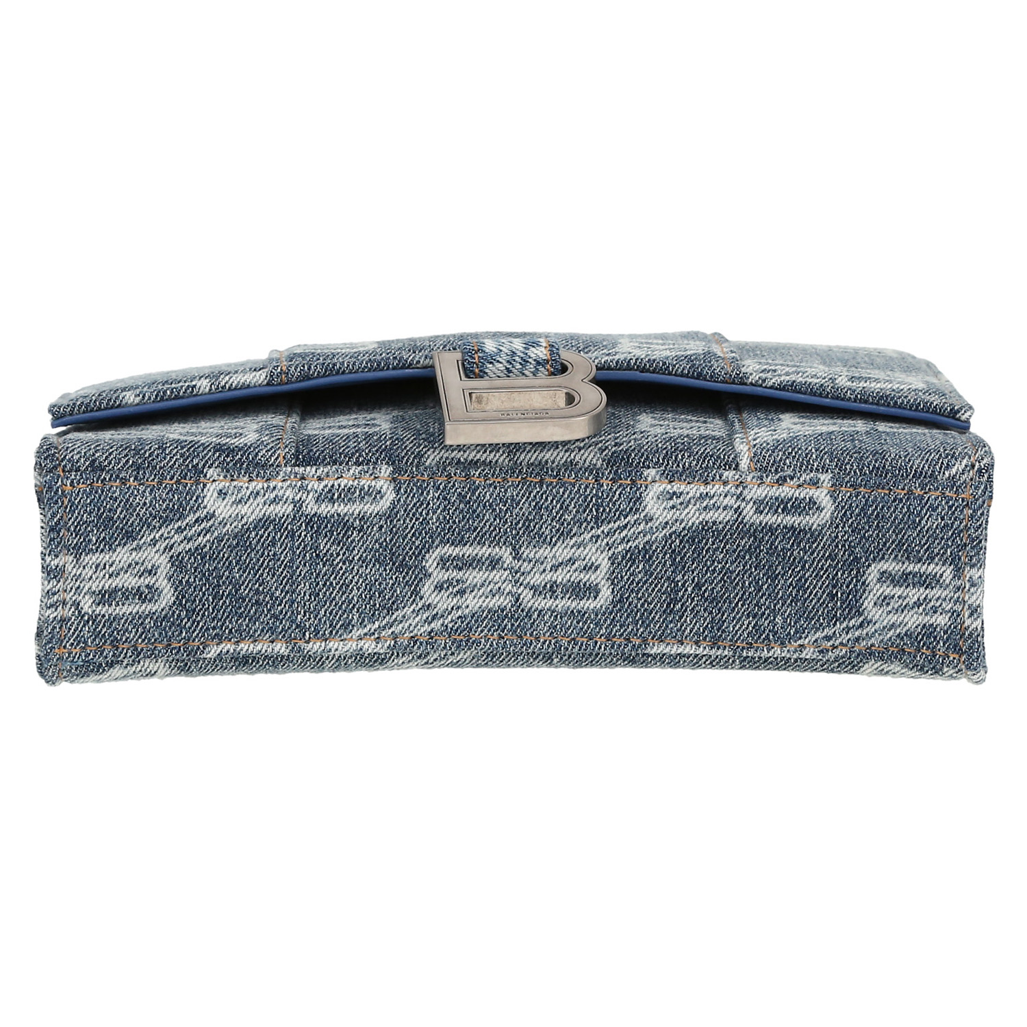 Sac à main Balenciaga  Hourglass en toile denim monogrammée bleue - Detail D1