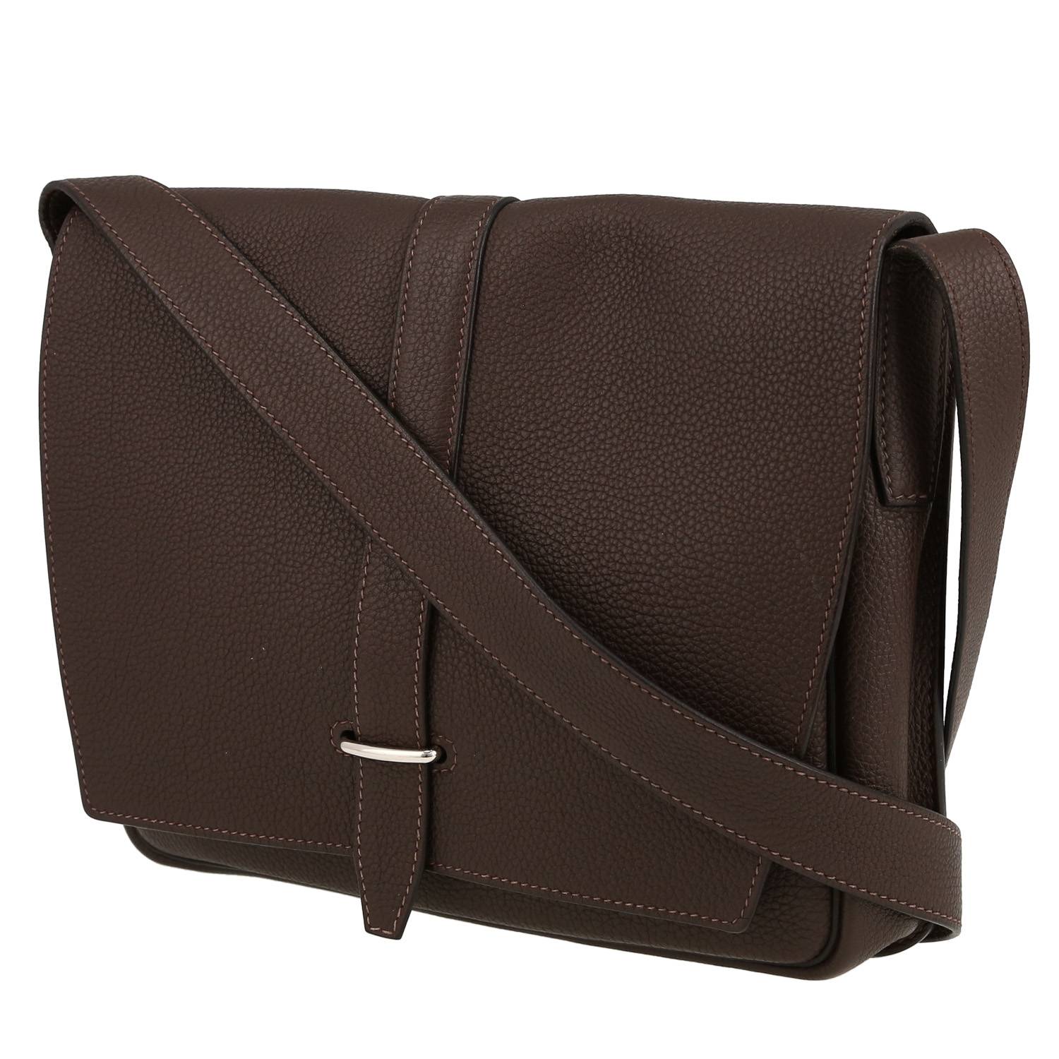 Steve Light Shoulder Bag In Brown Togo Leather