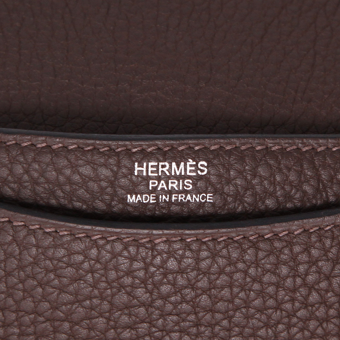 Sac bandoulière Hermès  Steve Light en cuir togo marron - Detail D2