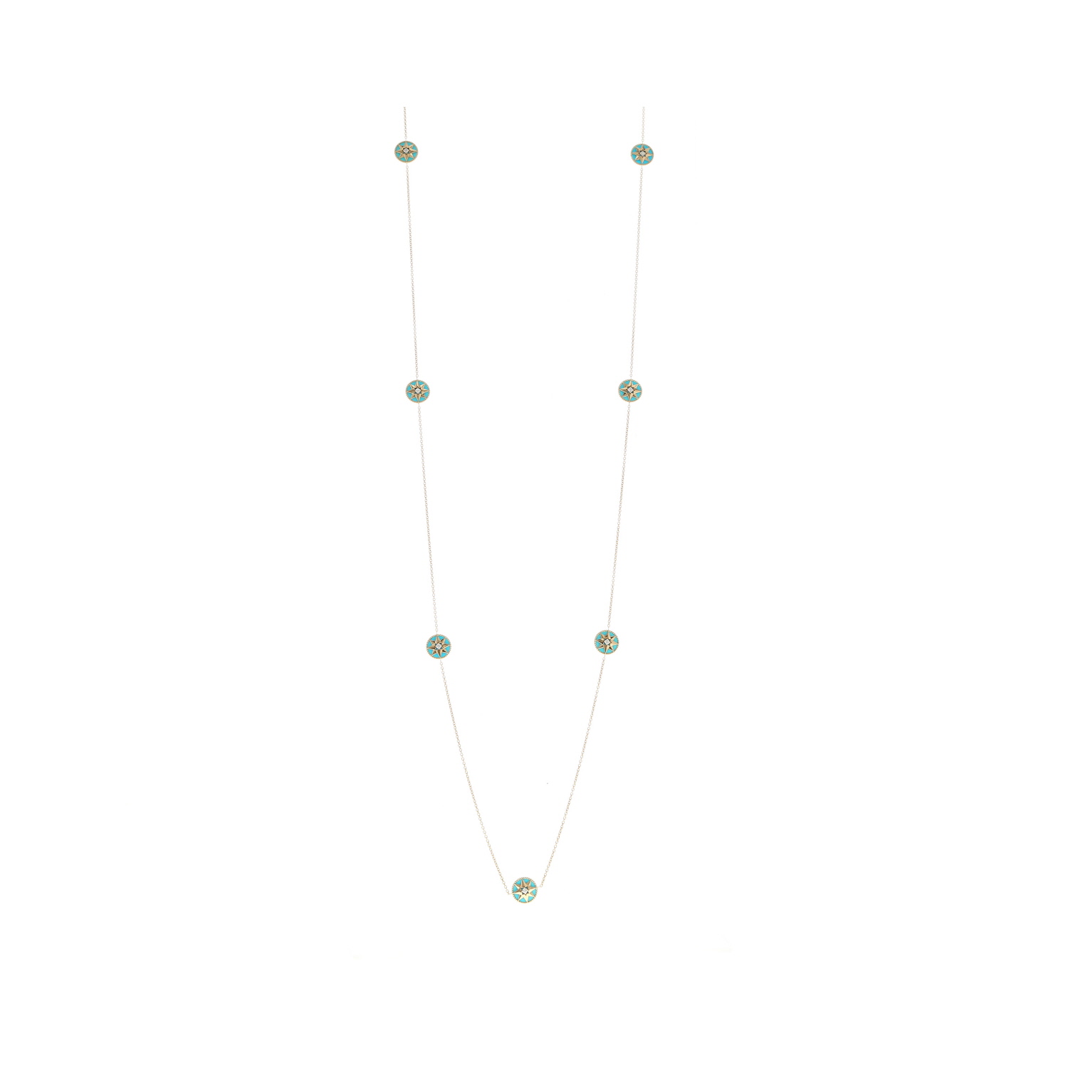 Sautoir Dior Rose des vents en or jaune, turquoise et diamants - Detail D3