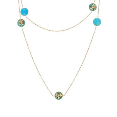 Sautoir Dior Rose des vents en or jaune, turquoise et diamants