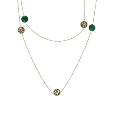Dior Rose des vents long necklace in yellow gold,  malachite and diamonds