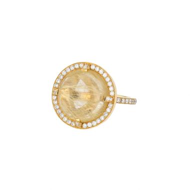 Sortija Chaumet Galet de oro amarillo, cuarzo y diamantes