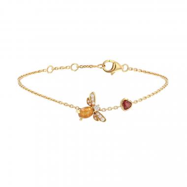 Bracelet Chaumet Bee my Love en or jaune, citrine, diamants et grenat