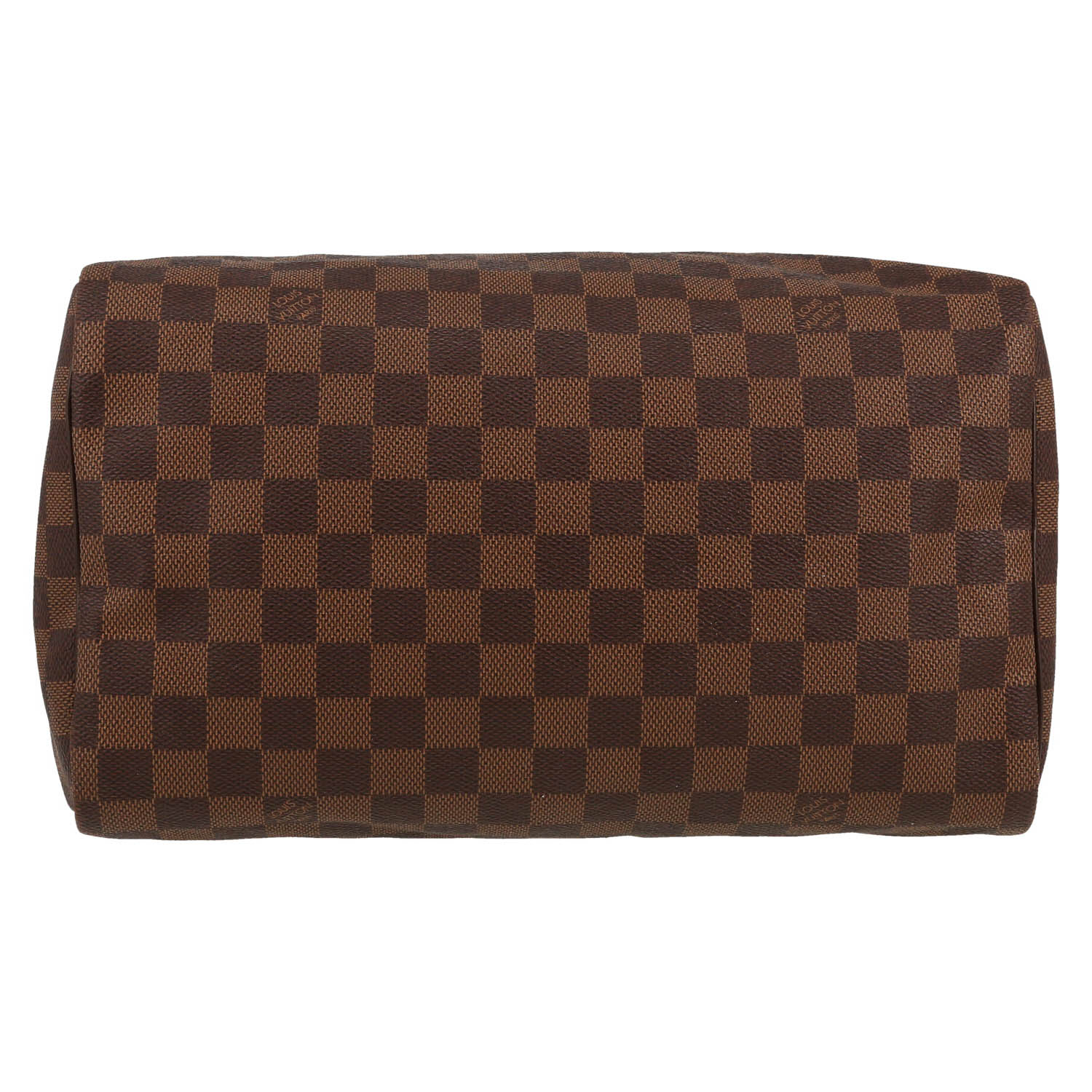 Louis Vuitton  Speedy 30 handbag  in ebene damier canvas  and brown leather - Detail D1